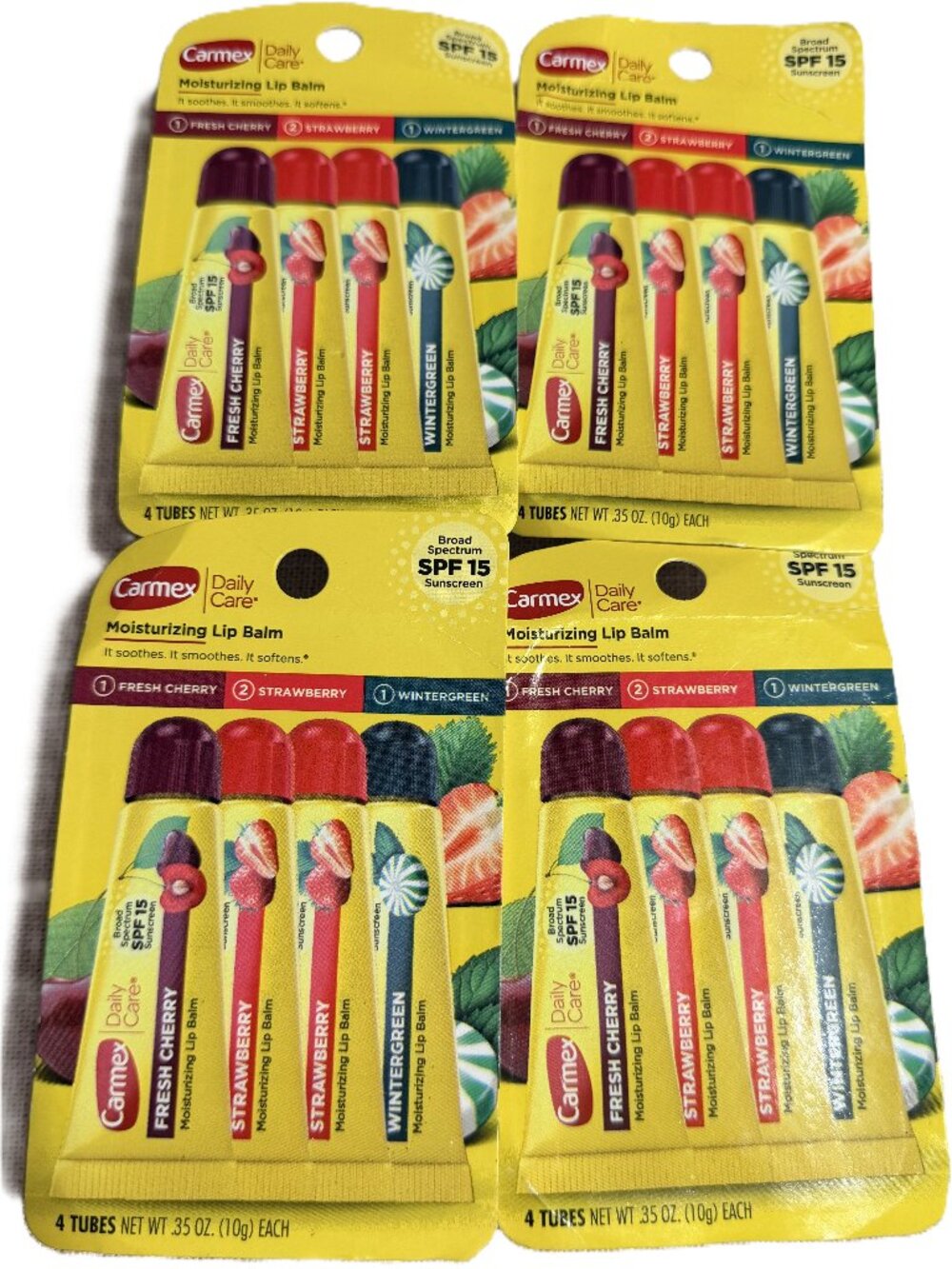 Lip Carmex Balm Cherry Strawberry Winter Moisturizing Set of 4